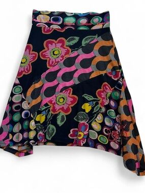 Desigual Multicolor Floral & Graphic Print Asymmetrical Skirt